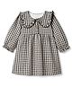 Bonfino Woven 100% Cotton Full Sleeves Y/D Checks Fit & Flare Dress With Collar and Frill Detail - Beige