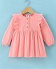 Zero Cotton Knit One Piece Dresses/Frocks Full Sleeves Ruffle Detail Red 6-12 Months L