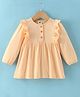 Zero Cotton Knit One Piece Dresses/Frocks Full Sleeves Ruffled Lt Orange 3-6 Months
