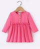 Zero Cotton Knit One Piece Dresses/Frocks Full Sleeves Round Neck Dark Pink 3-6 Months