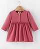 Zero Cotton Knit One Piece Dresses/Frocks Full Sleeves Round Neck Light Red 3-6 Months