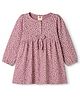 Zero Cotton Knit One Piece Dresses/Frocks Full Sleeves Round Neck Floral Print Light Pink 3-6 Months