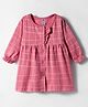 Zero Cotton Knit One Piece Dresses/Frocks Full Sleeves Round Neck Gathered Coral 3-6 Months