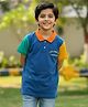 Kidcity Cotton Knit Half Sleeves Colour Blocked Tee - Blue