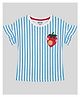 Kidcity Cotton Knit Half Sleeves Striped & Strawberry Printed Top - White