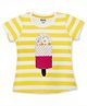 Kidcity Cotton Knit Half Sleeves Striped & Ice Cream Patch Detailed Top - White