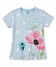 Kidcity Cotton Knit Half Sleeves Polka Dots & Floral Printed Top - Blue