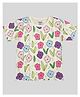 Kidcity Cotton Knit Half Sleeves Floral Printed Top - Off White