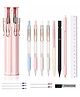 Invite Enterprise 6-in-1 Multifunction Hexagonal Pen Case with 4 Pens, Mechanical Pencil, Highlighter, Ruler & Refills for Kids and Students - Multicolor
