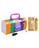 Invite Enterprise Cartoon Theme Password Lock Pencil Box with Push Pull Eraser Set for Kids, Double Compartment Stationery Organizer - Multicolor