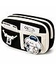 Invite Enterprise Double Zipper Pencil Pouch with Cute Character Patch for Kids - Black