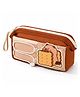 Invite Enterprise Large Capacity Pencil Pouch with Multi Compartments Cute Bear Biscuit Design Stationery Organizer for Kids & Students - Brown