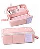 Invite Enterprise Multi-Compartment Pencil Pouch with Wide Opening for Kids & Students - Pink