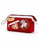 Invite Enterprise Cute Pizza Theme Pencil Pouch with Front Pocket & Multi Utility Organizer for Kids - Red