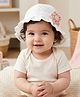 Ziory Cotton Woven Floral Applique Detailed Hat - Off White