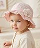 Ziory Cotton Woven Floral Applique Detailed Hat - Baby Pink