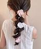Ziory Pearl Embellished Floral Applique Detailed Rubber Band - Baby Pink & White