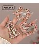 Ziory Set Of 3 Floral Applique Detailed Snap Clips - Multi Colour