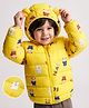 Mark & Mia Full Sleeves Padded/Quilted/ Winter Jacket with Bear Print & Ear Applique - Yellow
