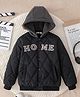 Mark & Mia Full Sleeves Home Printed Hooded Padded Jacket - Black