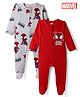 Bonfino Marvel 100% Cotton Interlock Knit Full Sleeves Sleep Suits with Spider Man Graphic Print Pack of 2 - Light Grey & Red