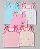 OHMS Single Jersey Knit Sleeveless Striped & Star Printed Slips Pack of 5 -Pink & White