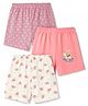 OHMS Single Jersey Knit Knee Length Polka Dots & Animal Printed Shorts Pack of 3 - Lilac Pink & White