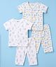 OHMS Single Jersey Knit Half Sleeves Animal Printed Co-Ords T-shirt & Pyjama Night Suits Pack Of 2 - White