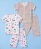 OHMS Single Jersey Knit Half Sleeves Animal & Zig Zag Printed Co-Ords T-shirt & Pyjama Night Suits Pack Of 2 - White & Beige