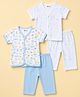 OHMS Single Jersey Knit Half Sleeves Animal Printed Co-Ords T-shirt & Pyjama Night Suits Pack Of 2 - White & Light Blue