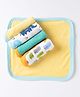OHMS Terry Knit Elephant & Kitten Printed Hand & Face Towels Pack Of 5 L 23 x B 23 cm - Aqua White & Yellow