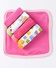 OHMS Terry Knit Bear & Kitten Printed Hand & Face Towels Pack Of 5 L 23 x B 23 cm -Pink & White