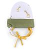 OHMS Interlock Knit Giraffe Printed Cap with Knot Olive Green - Diameter 17.5 cm