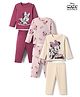 Bonfino Disney 100% Cotton Knit Full Sleeves Co-ord T-shirt & Pajama Night Suit With Minnie Mouse Graphics Print Pack of 3 - Cream White & Pink