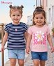 Honeyhap Cotton Knit T-Shirts Half Sleeves Round Neck with Shoulder Buttons Pink 1-2 Years Pack of 2
