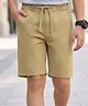 Pine Kids Cotton Elastane Woven Above Knee Length Solid Shorts - Beige