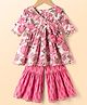 Teentaare Cotton Woven Three Forth Sleeves Floral Printed Kurti & Gharara Set - Pink