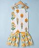 Teentaare Cotton Woven Sleeveless Floral Printed Kurti & Gharara Set - Yellow