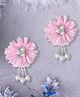 Daizy Floral Applique Detailed Pearls Embellished Alligator Hair Clips - Baby Pink