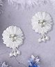 Daizy Stone & Pearl Embellished Floral Applique Detailed Alligator Hair Clips - White