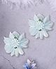 Daizy Floral Applique Detailed Alligator Hair Clips - Sky Blue