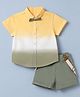Toffyhouse Poplin Woven Half Sleeves Shirt & Short Set With Bow & Suspender - Green