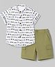 ToffyHouse Poplin Woven Half Sleeves Car Printed Shirt & Shorts Set - Olive Green
