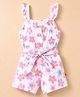 Dew Drops Cotton Woven Sleeveless Floral Printed Jumpsuits With Belt - OffWhite