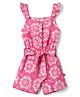 Dew Drops Cotton Woven Sleeveless Floral Printed Jumpsuits With Belt - Pink
