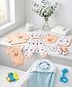 Mama's Care Hello Lil One 100% Cotton Interlock 13 Pc Newborn Gift Set with Towel, Burp Cloth & 2 BIS-Approved Rattles in Peach 0-6 Months Unisex