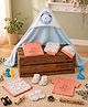 Mama's Care Friend's Explorer 100% Cotton Interlock 13 Pc Newborn Gift Set with Towel, Burp Cloth & 2 BIS-Approved Rattles in Coral 0-6 Months Unisex