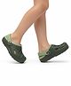 Priaansha Kids Colour Blocked Perforated Slingback Clogs - Green