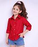 PinkChick Cotton Woven Three Fourth Sleeves Solid Shirt - Red