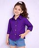 PinkChick Cotton Woven Three Fourth Sleeves Solid Shirt - Purple